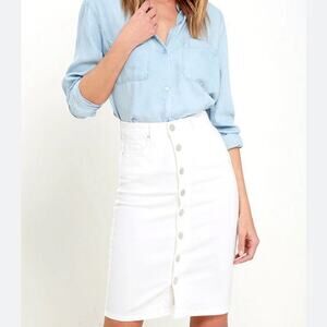 Blank NYC Pencil White Denim Skirt